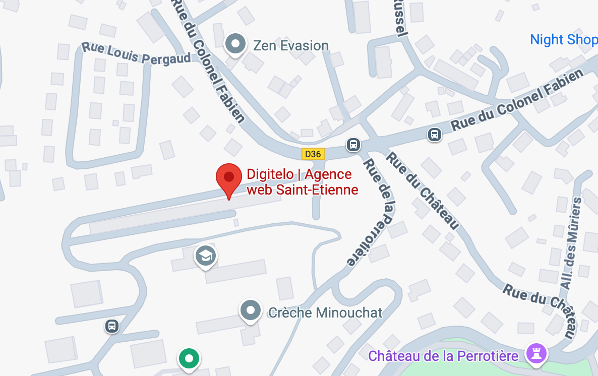 Localisation de l'agence web Digitelo à Saint-Etienne sur Google Maps